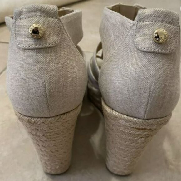 Michael Kors Damita Linen Wedge Sandal Sz 10 Pale Gold - Picture 6 of 6
